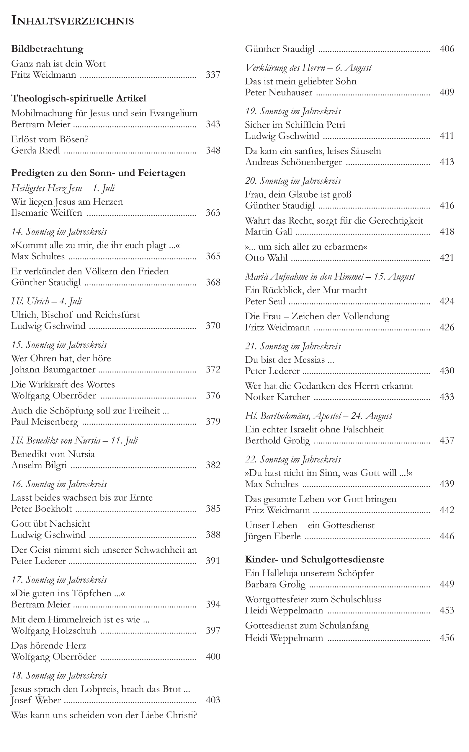 Inhaltsverzeichnis Praedica Verbum Heft 4/2011